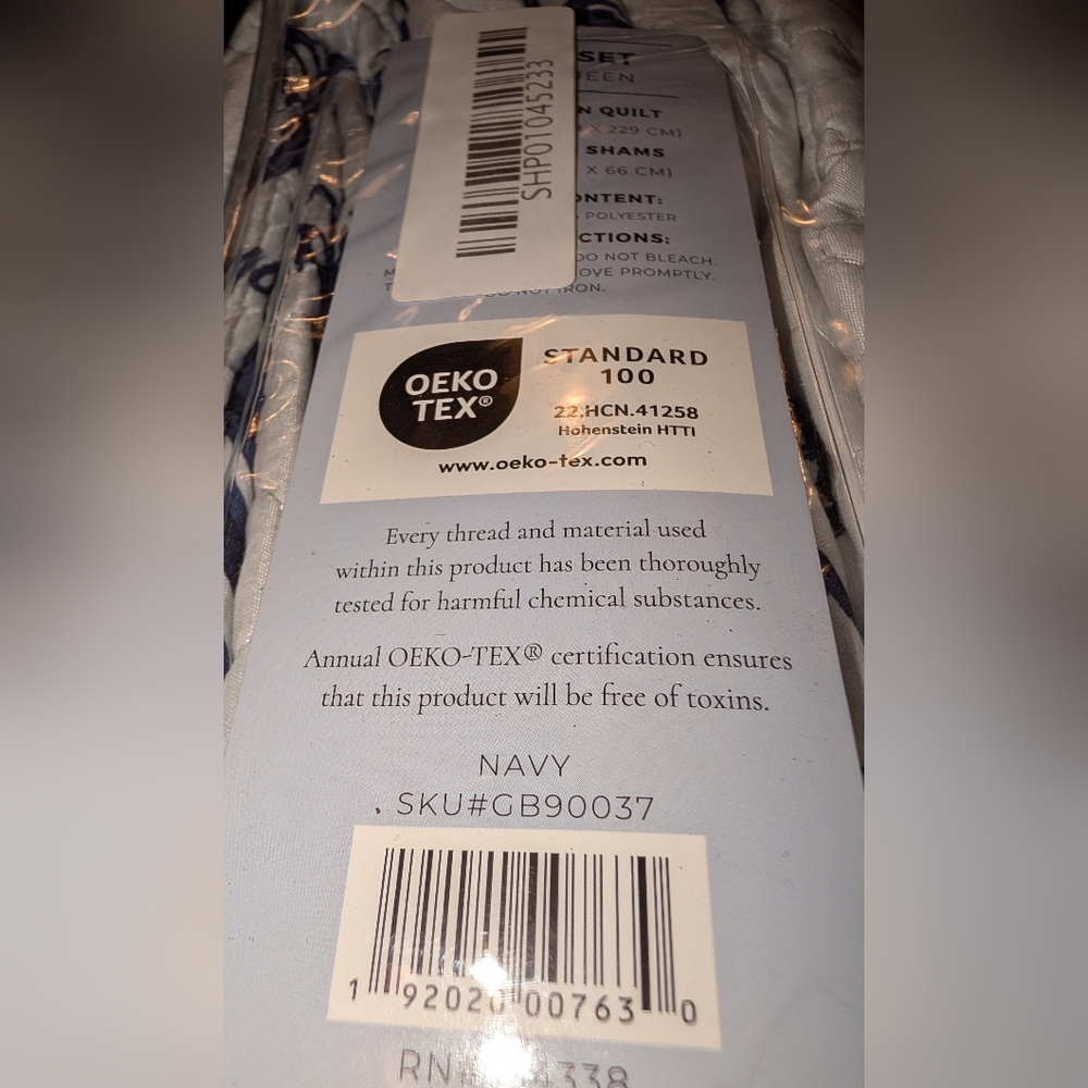 Coastal Theme Quilt with Shams Full/Queen With Bonus Pillow Blue White NIP - Picture 7 of 11
